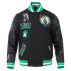 Mens Boston Celtics Retro Classic Rib Satin Jacket