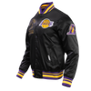 Mens Los Angeles Lakers Retro Classic Rib Satin Jacket