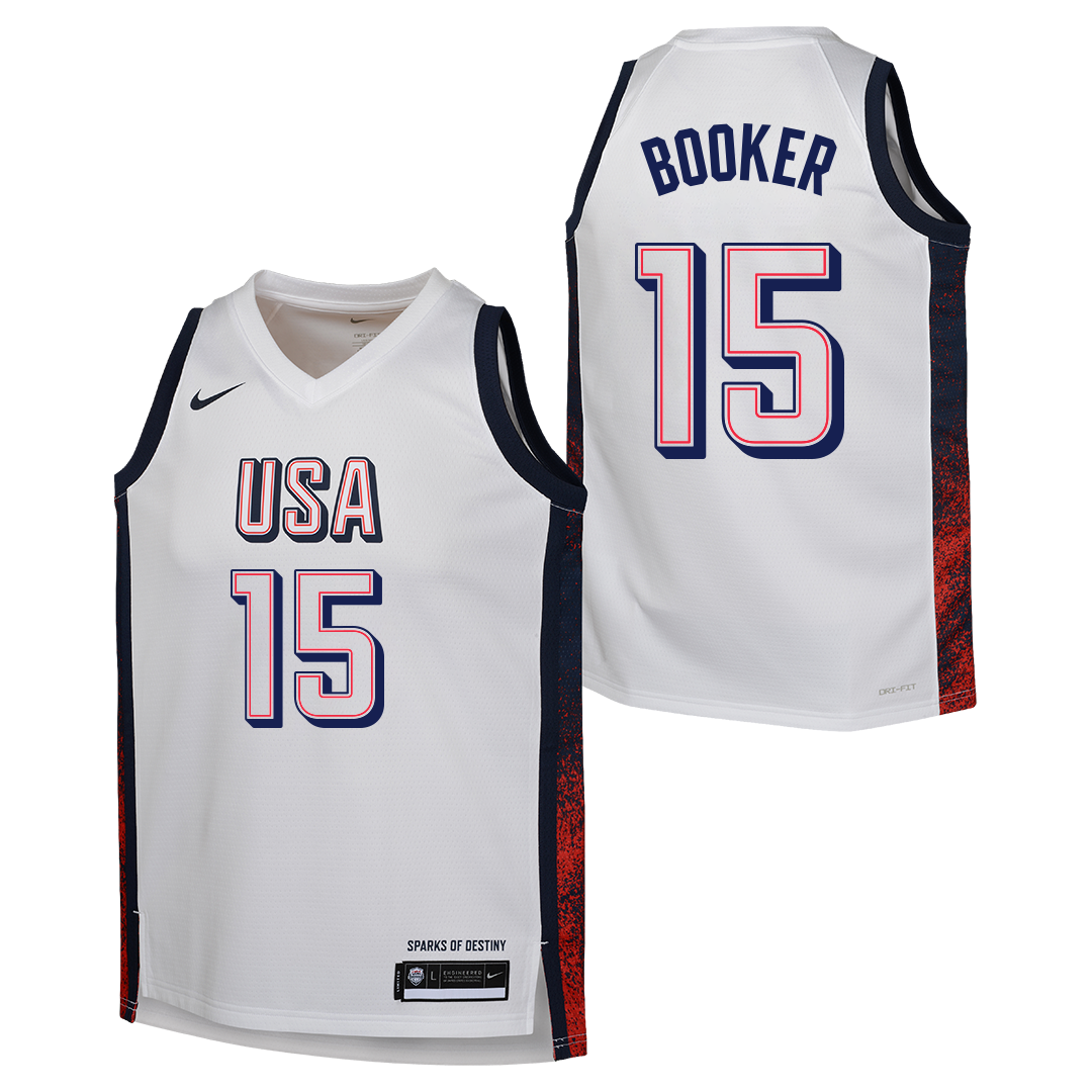 Junior Devin Booker USA Home White Jersey