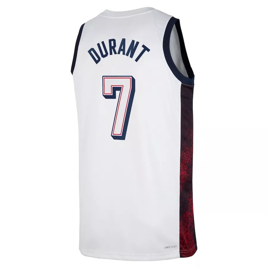 Junior Kevin Durant USA Home White Jersey