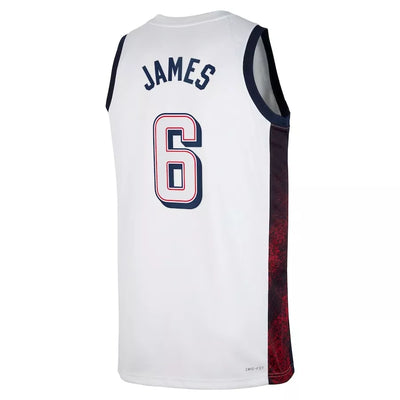 Mens Lebron James USA Home White Jersey