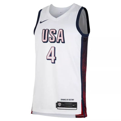 Junior Steph Curry USA Home White Jersey