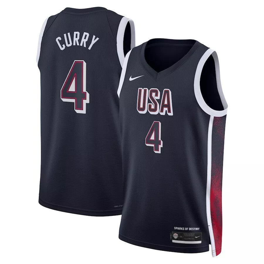 Junior Steph Curry USA Road Navy Jersey